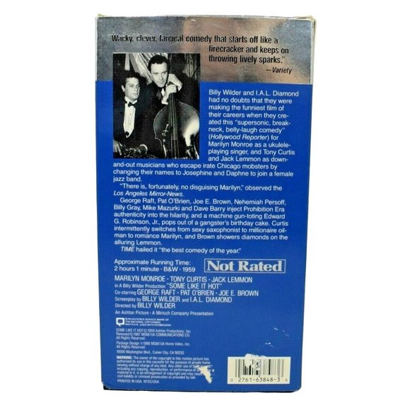 Some Like It Hot VHS, 1988 Marilyn Monroe - Picture 2 of 6